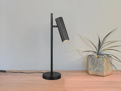 Produktbild von Große LED Tischlampe mit schwenkbarem Spot Schwarz, Schreibtischlampe Leselampe