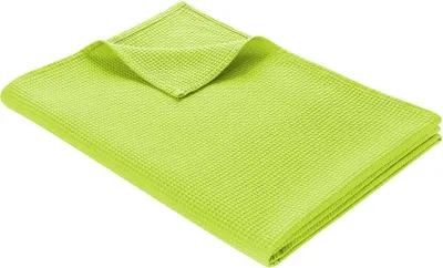 Produktbild von WOHNWOHL® Waffel Decke l Tagesdecke l Wohndecke l 100% Baumwolle l  , Farbe:Grün, Größe:220 x 240 cm