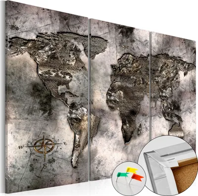 Produktbild von Vliesstoff Korkbild - Opalescent Map 90x60 cm Karten k-A-0050-p-g