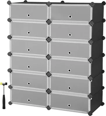 Obrázek produktu pro Černá plastová botník 40 x 30 x 17 cm, 12 přihrádek