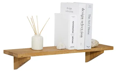 Wandregal aus massiver Eiche, schwebend, 60x15x2 cm