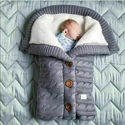 Produktbild von Baby Winter Einschlagdecke Wickeldecke Schlafsack Decke für Kinderwagen Warme Grau