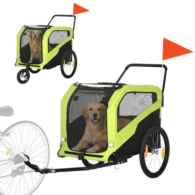 Produktbild von PawHut 2-in-1 Hundeanhänger Fahrradanhänger für Hunde Hundewagen mit Reflektoren