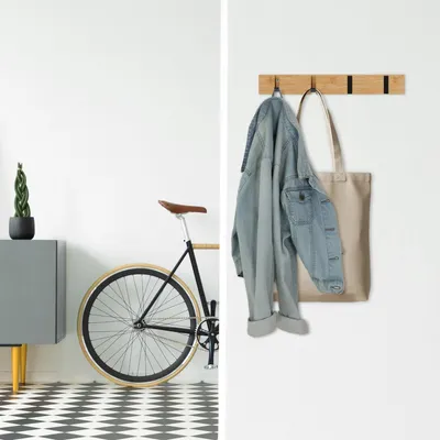 Produktbild von Wandgarderobe mit klappbaren Bambushaken