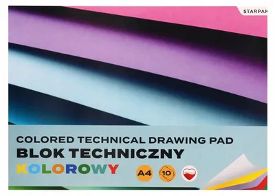 Zdjęcie produktu dla Blok rysunkowy A4, kolorowy papier, 10 arkuszy, do użytku w szkole, do rękodzieła i prac kreatywnych