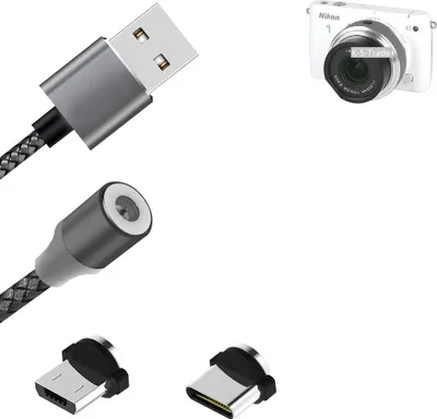 Produktbild von K-S-Trade Hochwertiges Magnet-Lade-kabel Sync-Kabel Daten-Kabel für Nikon Nikon 1 S1 mit USB-Typ-C-Anschluss und Micro-USB-Anschluss 2A bis zu