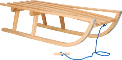 Image de Luge en bois Luge pour enfants avec câble de traction 90x32 cm en bois de hêtre