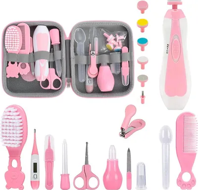 Produktbild von Baby Gesundheitswesen und Pflegeset, Saeuglingssicherheitspflege Set mit Haarbuerste, Kamm, Nagelknipser, Baby Essentials Kit fuer Neugeborene Maedchen Jungen (Rosa 21 in 1)