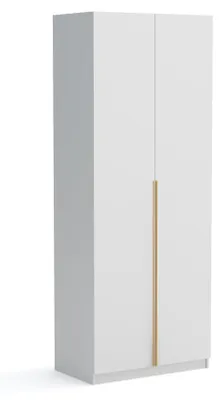Produktbild von Kleiderschrank Pablo 90 cm, weiß gold mit Einlegeplatten, Drehtürenschrank, Farbauswahl, 90x54x234 cm 2-türig