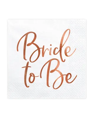 Zdjęcie produktu dla Eleganckie Serwetki "Bride to Be" w Różowym Złocie - Idealne na Wieczór Panieński! 33x33 cm, 20 sztuk w opakowaniu - dodaj blasku swojej imprezie!