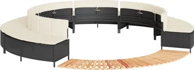 Produktbild von Whirlpool-Umrandung Schwarz Poly-Rattan und Massivholz Akazie