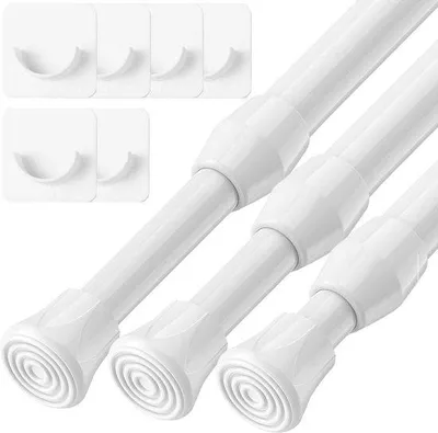 Obrázek produktu pro Teleskopická záclonová tyč – bez vrtání – 3 kusy – bílá – 50–90 cm