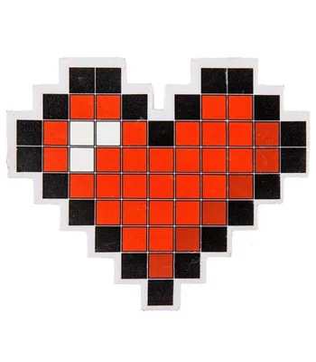 Produktbild von Radiergummi Pixel Herz Design in Weiß mit roten und schwarzen Pixeln, ca. 10 x 8,5 cm