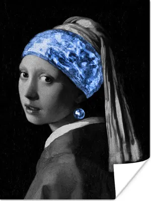 Produktbild von MuchoWow® Poster Mädchen mit einem Perlenohrring - Alte Meister - Blau 120x160 cm - Wandbilder