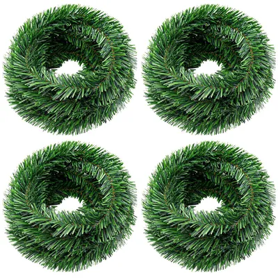 Künstliche Tannengirlande, grün, 22 m, 4 Stück, Weihnachtsdekoration