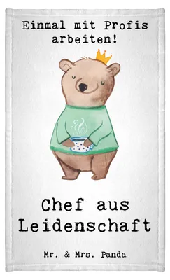 Produktbild von Mr. & Mrs. Panda Handtuch Gäste-WC Chef Leidenschaft - Weiß - Geschenk, Design, Baumwollhandtuch, Führungskraft, Direktor, Spruch, gäste wc, Gästetuch, Klein, CEO, Witzig