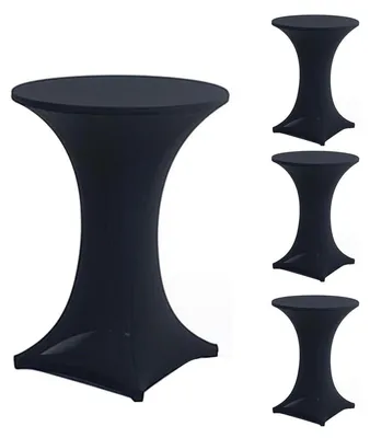 Productafbeelding van Tafelhoezen, 4 stuks, rond, diameter 80-85 cm, wasbaar, polyester, zwart