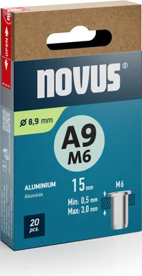 Produktbild von Novus Blindnietmuttern Typ M6 x 15 mm Aluminium Nietmutter 20 Stück