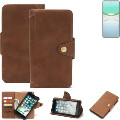 Produktbild von K-S-Trade Handyhülle kompatibel mit Vivo Y300 Pro Schutz Hülle Walletcase Bookstyle Tasche Case Handytasche Wallet Flipcase Cover PolyurethanBraun (1x)