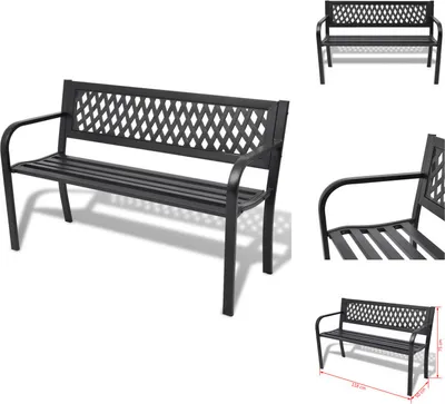 Produktbild von vidaXL Gartenbank 118 cm Stahl Schwarz -  Gartenbänke