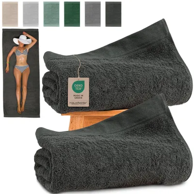 Zdjęcie produktu dla Zestaw 2 ręczników do sauny Hausfelder premium (antracyt, 2 ręczniki do sauny, 80x200 cm)