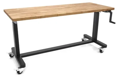 Immagine prodotto di Banco da lavoro per garage, in legno massiccio, capacità di peso 68 kg, 152 cm,con ruote, altezza regolabile, per officine, negozi commerciali, uffici