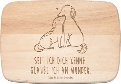 Produktbild von Mr. & Mrs. Panda Holzbrett Hunde Liebe - Transparent - Geschenk, schneidbrett, Frühstücksbrett, Vertrauen, Optimitisch, Schneidebrett, Sprüche, Hund, Herz, Holzbrettchen