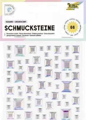 Produktbild von folia Schmucksteine SQUARE IRIDESCENT selbstklebend 67 Stück auf 1 Blatt