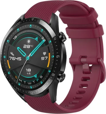Produktbild von Strap-it Huawei Watch GT 2 Luxus Silikonarmband (Dunkelrot)