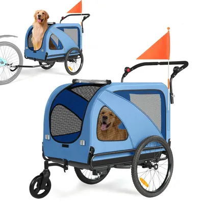 Image de Sepnine 10202NS Remorque Vélo Chien 2-in-1 Bleu 110 lb