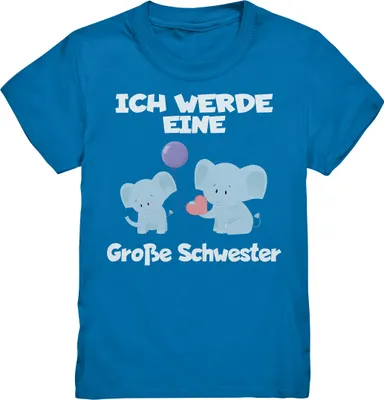 Produktbild von Große Schwester T-Shirt Elefanten Große Schwester Geschenk – Royal Blue / 152/164 (12-14)