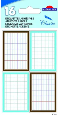 Produktbild von 16 Schuletiketten - Rectangles mit Hefteffekt - blau und braun