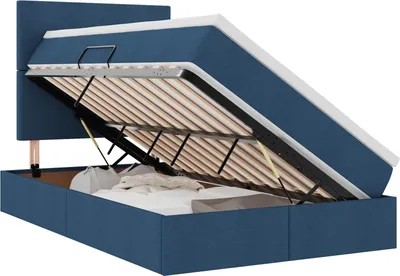 Produktbild von vidaXL LED-Speicherbett mit Matratze Blau 120 x 200 cm Stoff