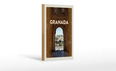 Produktbild von Holzschild Reise 12x18 cm Retro Granada Spain Architektur Dekoration