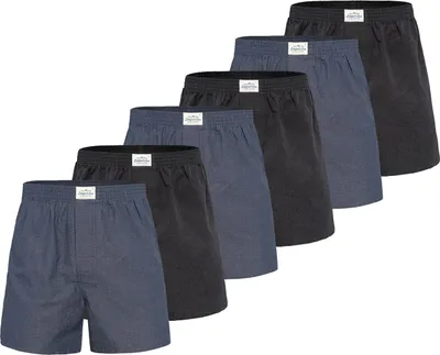 Immagine prodotto di Lakeford & Sons Boxer americani da uomo, confezione da 6 pezzi, modelli classici nero-blu scuro - taglia L