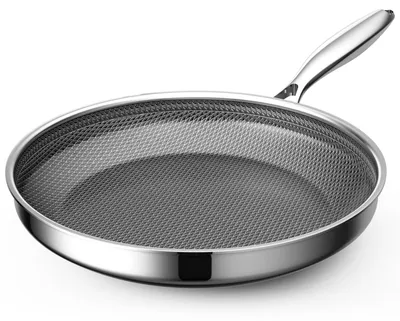 Productafbeelding van Omgoods - Nonstick Koekenpan 24 cm - Roestvrijstaal en Ovenveilig tot 260°C