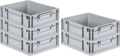 Produktbild von SparSet 5x Eurobox NextGen Grip | HxBxT 12x30x40cm | 11 Liter | Griffe geschlossen | Glatter Boden | Grau | Eurobehälter, Transportbox, Transportbehälter, Stapelbehälter