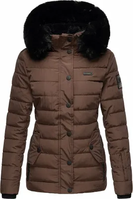 Produktbild von Navahoo Damen Winter Jacke Stepp Winterjacke Kunstfell Gefüttert Kapuze Milianaa Schoko Gr. 36- S