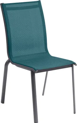 Produktbild von Stapelbarer gartenstuhl "axant" in entenblau &amp graphit aus epoxybehandeltem aluminium  - Hespéride