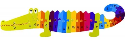 Image de Puzzle crocodile en bois 55 cm - lettres de l'alphabet 27 pieces - jeu educatif