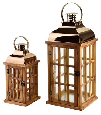 Productafbeelding van Levi Gold Complete Set, 2 lampen: 19,5 x 19,5 x 45 cm / 13,5 x 13,5 x 30,5 cm