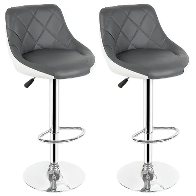 Two bar stools shown from the front on a white background.