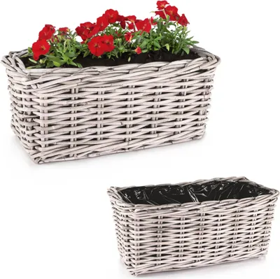 Produktbild von Rattan Pflanzkübel als rechteckige Pflanztöpfe in 32, 48 cm