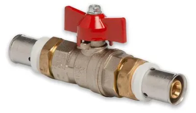 Produktbild von Selfio-Press Aluverbund Pressfitting Kugelhahn 16 x 2 mm Flügelgriff rot TH + U Kontur