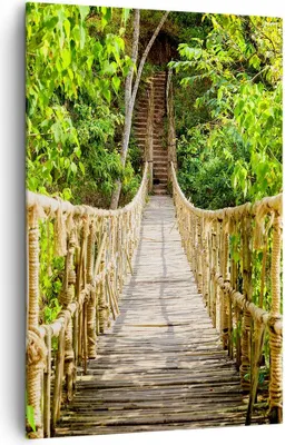 Produktbild von Bild auf Leinwand - Leinwandbild - Einteilig - Brücke Seil Dschungel - 80x120cm - Wand Bild - Wanddeko - Wandbilder - Leinwanddruck - Wanddekoration - Leinwand bilder - Wandbild - PA80x120-4319
