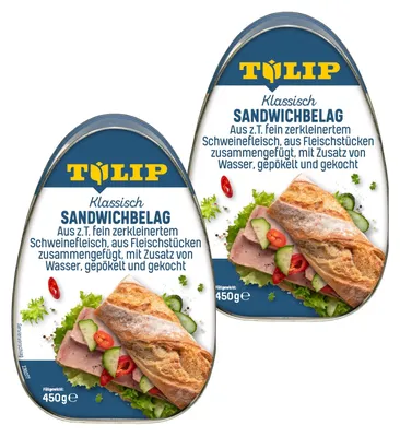 Produktbild von TULIP 2 x 450 g Sandwichbelag aus Schweinefleisch Frühstücksfleisch