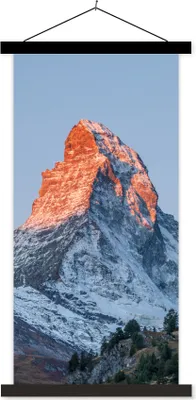 Produktbild von MuchoWow® Textilposter Das Matterhorn in der Schweiz bei Sonnenaufgang 60x120 cm mit schwarzem Rahmen - Magnete