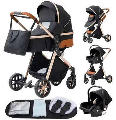 Immagine prodotto di Passeggino, multifunzione 3-in-1, caratteristiche di sicurezza regolabili, modello V9, colore nero