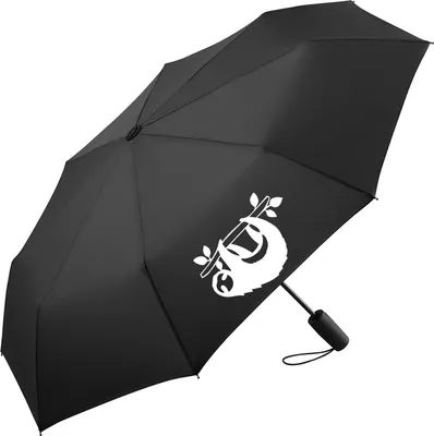 Produktbild von Huuraa Regenschirm Faultier Silhouette 98cm Schwarz Sturmfest Taschenschirm Geschenkidee