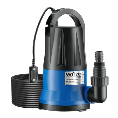 Zdjęcie produktu dla Pompa zatapialna Wiltec 400 W, pompa do ścieków o maks. natężeniu przepływu 6000 l/h, pompa do odsysania wody o maks. wysokości tłoczenia 7 m, płaska pompa ssąca do piwnic